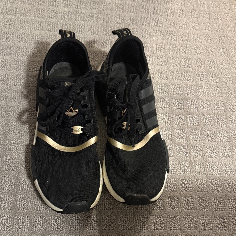 adidas Black Sneakers with Gold Trim